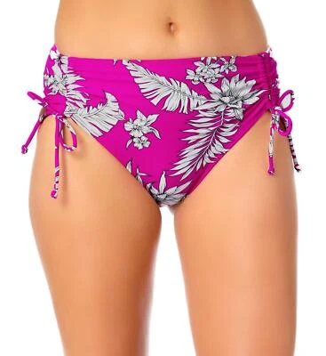 Pantalones de bikini California Waves ESF10161 para mujer cintura media, SM, rosa/blanco Foto 1 de 2