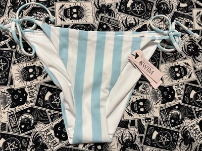 Pantalones de bikini Victoria’s Secret azul aguamarina cabaña rayas talla S nuevos con etiquetas Foto 1 de 4