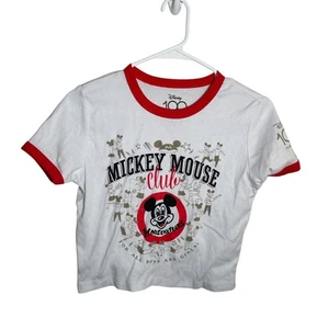 Disney 100 Mickey Mouse Shirt Mädchen Large weiß Grafik T-Shirt Cropped Baby T - Bild 1 von 8