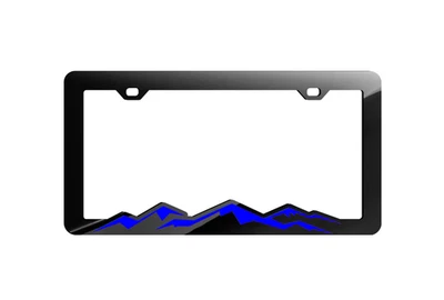 Marco de matrícula de coche OFF ROAD 3D BLUE MAUNTAINS emblema NEGRO BRILLANTE LIBRE DE ÓXIDO Foto 1 de 4