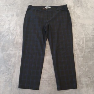 Gap Slim Cropped Pants Womens Size 12 Gray Blue Plaid Pockets 35x26 Mid Rise - Picture 1 of 11