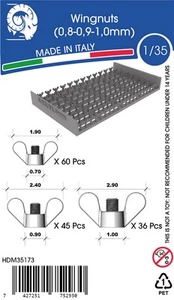 HD 1/35 Wingnuts: Dia. 0.7x1.9mm (60pcs), 0.9x2.4mm (45pcs), 1.0x2.9mm (36pcs) - Picture 1 of 1
