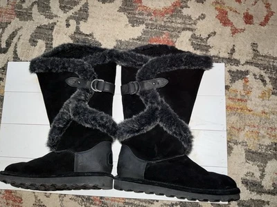 Женские сапоги Bearpaw модель Sheilah из черной замши и шерстяной смеси с подкладкой размер 8,5 - Изображение 1 из 4