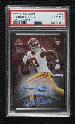 2023 Panini Luminance /50 Jordan Addison #107 PSA 10 GEM MT Rookie Auto RC - Image 1 of 2