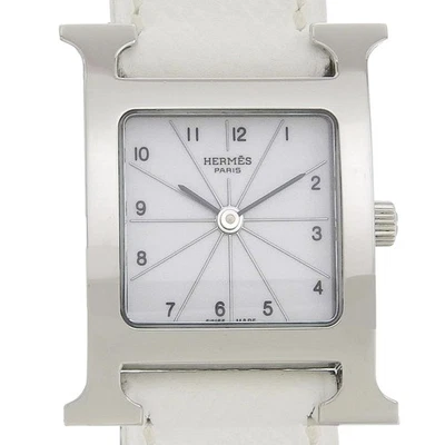 HERMES HH1.210 H watch Watches WhiteDial Stainless Steel/leather Quartz An... — 第 1/4 张图片