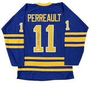 Gilbert Perreault Blue Buffalo Sabres #11 HOF 90 Signed Custom XL Jersey JSA - Picture 1 of 5