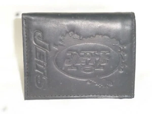 New York NY JETS Leather TriFold Wallet NEW black z ins - Picture 1 of 3