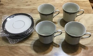 4 Gothic Rose Pattern Cups & Saucers By Mikasa Discontinued - Picture 1 of 4
