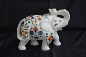 Mármol Elefante Tronca Marquetería Rara Incrustación de Piedra Mosaico Regalo Decoración Habitación - Imagen 1 de 4