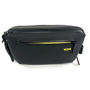 TUMI Harrison Dante Utility Pouch Crossbody Bag Black and Grey w/ Citron Green - Picture 1 of 21