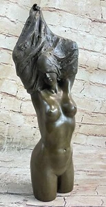 Nude Female Torso Taking off Shirt Bronze Figure Sculpture Statue Figurine Art - Picture 1 of 10