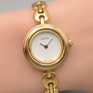 New Battery Vintage GUCCI Change Bezel 11/12.2 Watch Quartz Gold From JAPAN - Picture 1 of 15