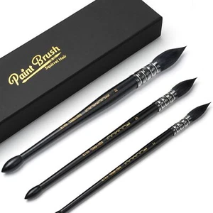 3PCS Squirrel Hair Watercolor Brushes Professional Mop Round Quill Detail Fin... - Picture 1 of 7