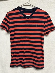 American Eagle V Neck Shirt Mens XS/TP Athletic Fit Striped Red Black - Picture 1 of 8