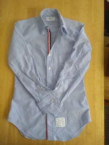 NWOT Thom Browne Blue Oxford Button Down Grosgrain Placket TB0 XS 14.25-31 - Picture 1 of 7