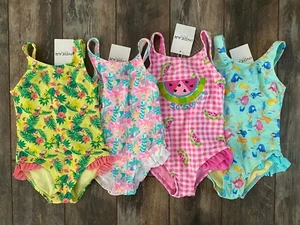 INGEAR Toddler Side Ruffle One Piece Swimsuit Bathing Suit 18 month-2T (4-pack) - Picture 1 of 10