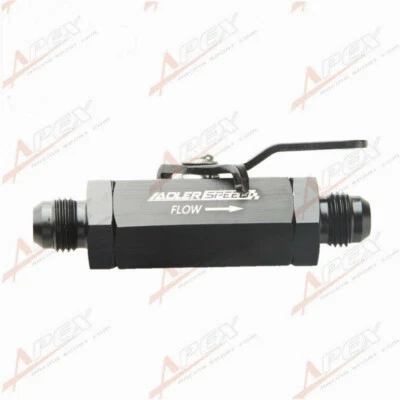 AN6 6AN JIC ALUMINIUM INLINE FUEL SHUT OFF CUTOFF VALVE TAP LEVER - BLACK - Image 1 of 4