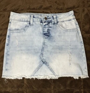 Justice Kids Girls Denim Jean Skirt Skort Sz 10 Blue Wash Pockets Stretch - Picture 1 of 9