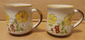 Casualstone Korea 2er Set Kaffeetassen Vintage Blumen brauner Rand - Bild 1 von 3