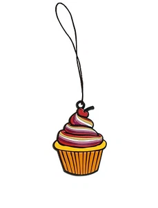 Lesbian Rainbow Cupcake Pride Cute Enamel Color Printed Metal Car Dangle New - Picture 1 of 3