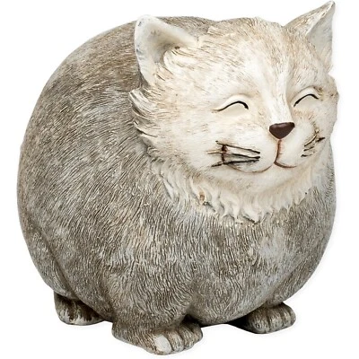 Estatuilla Estatua Jardín Exterior Gato Gordito Sonriente Redonda Pudgy Pals 75263 Nueva Foto 1 de 4