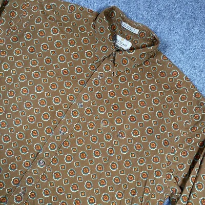 Bill Blass Para Hombres Grande Abotonable Manga Larga Algodón Marrón Patrón Azteca Algodón Foto 1 de 4