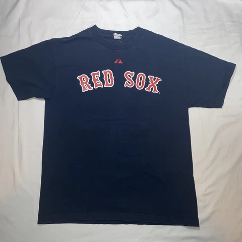 VTG Majestic Boston Red Sox MLB Baseball Dustin Pedroia Mens Shirt Adult Large L Cover