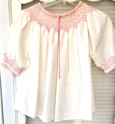 Blusa vintage feita à mão pela vovó rosa camponesa faisão meninas - Imagem 1 de 4