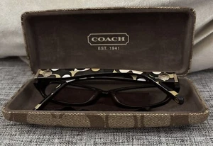 Coach Eyeglasses Logo Frames Brown Rectangle Roberta 843 Case Cloth - Picture 1 of 17