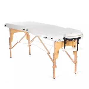 Portátil Masaje / Tatuaje Mesa Cama Plegable Belleza Salón Camilla Madera Blanco - Imagen 1 de 6