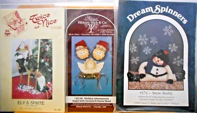 3 Christmas Patterns-2 Elves Ely & Sprite Elf-Angel & Santa Head-Snow Buddy #32 - Image 1 of 4