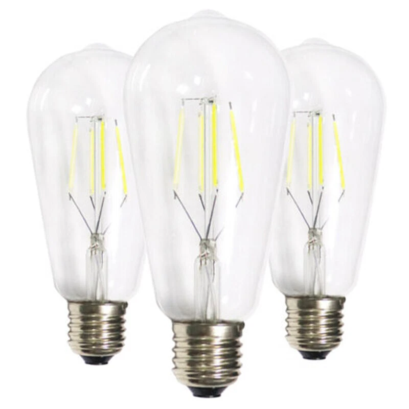3X Cold White Lights E27 LED Bulb ST64 4W 220~250V Globe Home Lighting Fixtures - Image 1 of 4