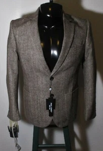 Men's PAUL JONES Brown Wool Blend 2 Button Blazer Jacket Size S (36) NWT - Picture 1 of 7