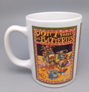 Taza de café vintage Mary Engelbreit Don't Forget the Batteries - Imagen 1 de 7