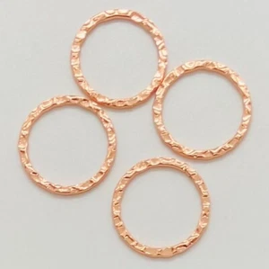 Copper-plated Steel Link,25mm Double-Sided Hammered Flat Open Round.5/pack. - Picture 1 of 1