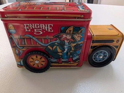 Contenedor de hojalata decorativo para camión de bomberos Engine 5. Hucha Foto 1 de 4