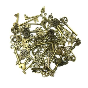 69PCS Old Vintage Antique Skeleton Keys Large Small Medieval Style Retro New - Picture 1 of 9