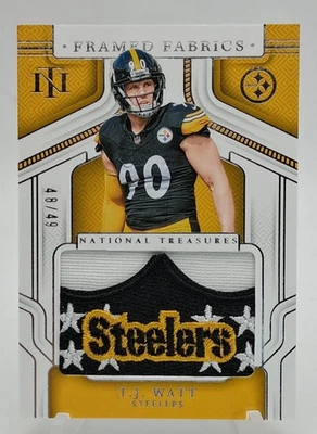 2024 National Treasures TJ Watt Framed Fabrics Jumbo Patch 49 Matching Logo  ** - Image 1 of 2