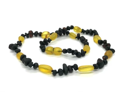 Collier ambre 37 cm 14,56" perles d'ambre brut de la Baltique non polies guér... - Photo 1/4