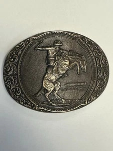 Vintage Limited Edition Frederick Remington ADM Bronco Buster Brass Belt Buckle - Picture 1 of 4
