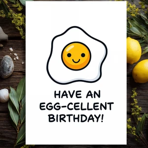 Tarjeta de cumpleaños huevo tarjeta de cumpleaños juego de palabras divertido huevo excelente broma tontería huevo-excelente juego de palabras - Imagen 1 de 5