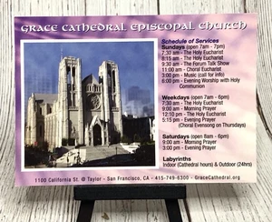 Grace Cathedral Episcopal Church Schedule San Francisco CA California Postcard - Picture 1 of 4