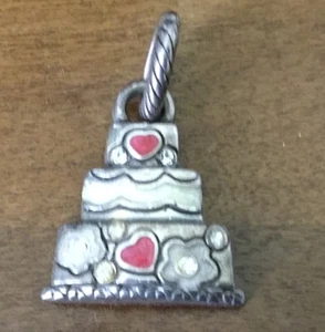 Brighton Wedding Cake Flower Birthday Charm Silver Tone Crystals Never Worn - Picture 1 of 4