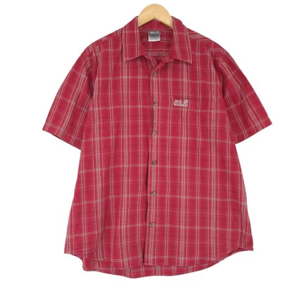 Jack Wolfskin Camiseta Hombre Rojo de Cuadros Franela Camping Caminar Fx7 Talla - Imagen 1 de 4