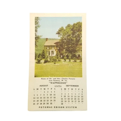 Calendario de recetas folleto publicitario Potomac Edison System West Virginia 1951 Foto 1 de 4