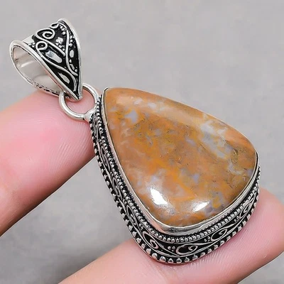 Palam Agata Gemma Fatto a Mano Design Unico Gioielli Vintage Pendente 2,50"... - Immagine 1 di 4