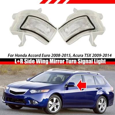 For Honda Accord Euro 2008-2015 Pair Side Wing Mirror Turn Signal Lights Lamps - Image 1 of 4