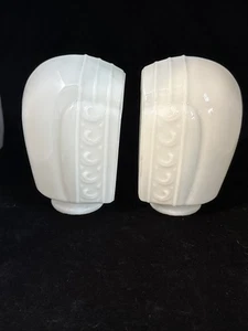Pair Of Antique Milk Glass Art Deco Shade Lights Wall Sconce Bathroom - Picture 1 of 6