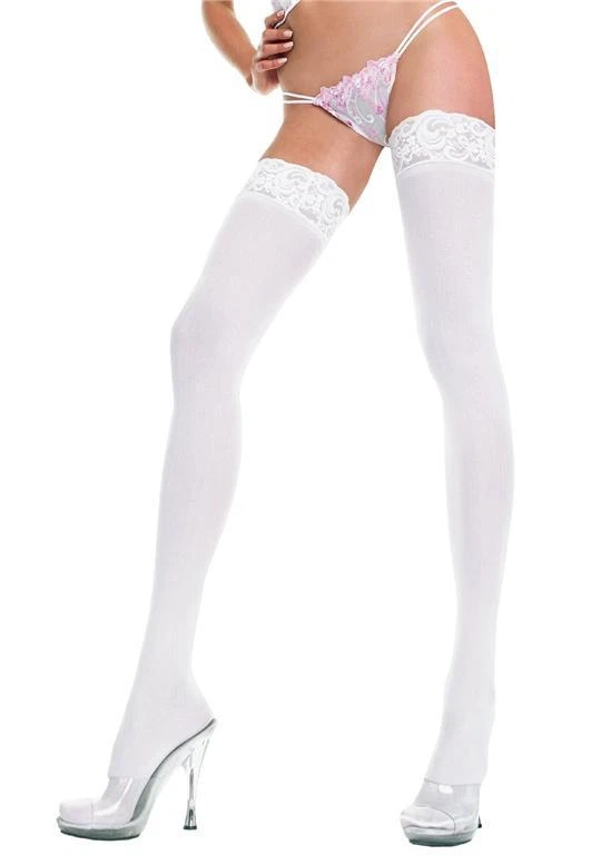 XL Oder O/S Weiß Schwarz Rot Hautfarben Rosa Schier Spitzentop Strümpfe P4110 - Bild 1 von 4