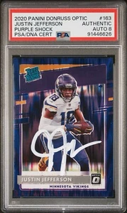 2020 Panini Donruss Optic -  Purple Shock  AUTOGRAPHED Justin Jefferson (RC)  - Picture 1 of 3